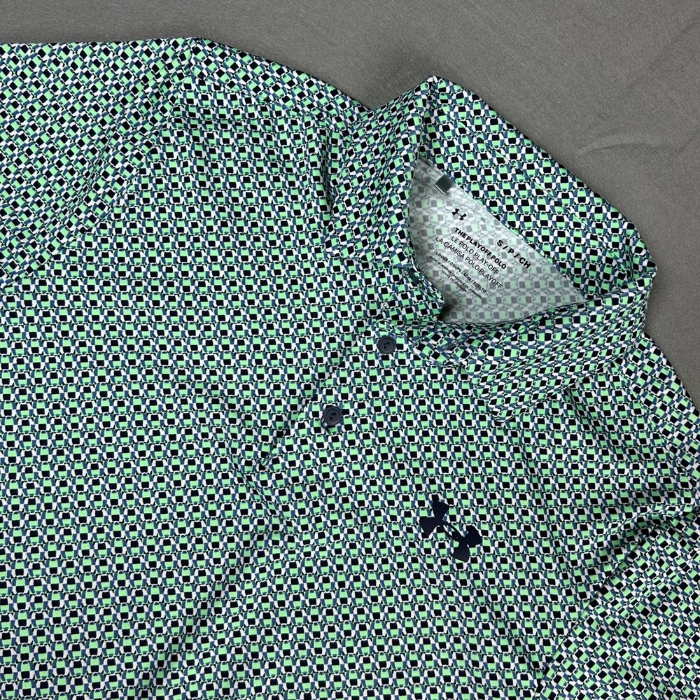 Under Armour Playoff Polo Geometric Print Mens S Green